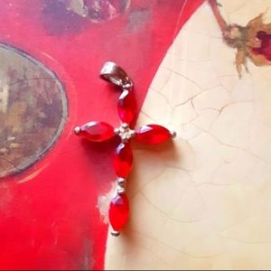 Ruby & Sterling Silver-925 Cross